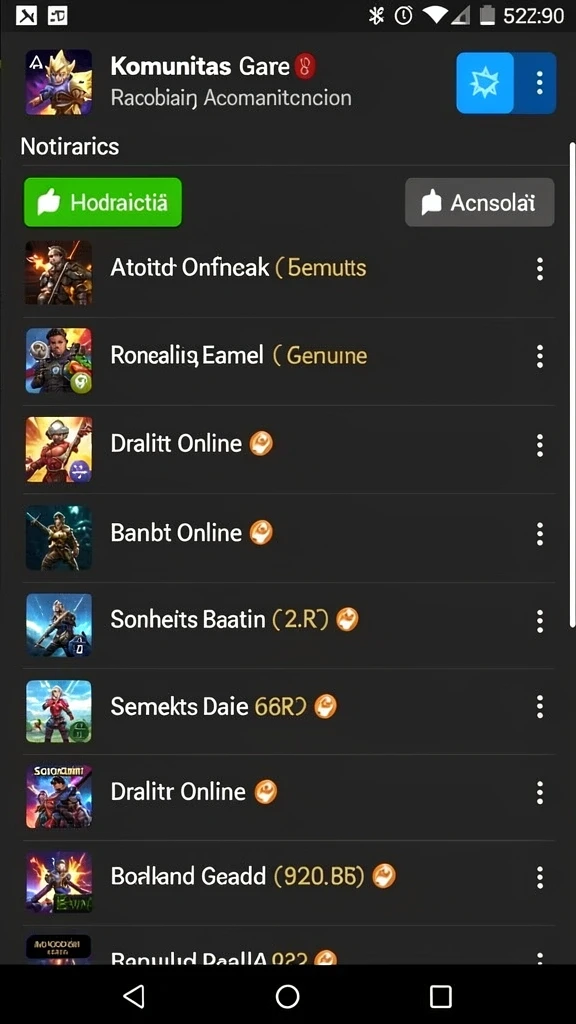 Menu permainan yang beragam dan mudah diakses.