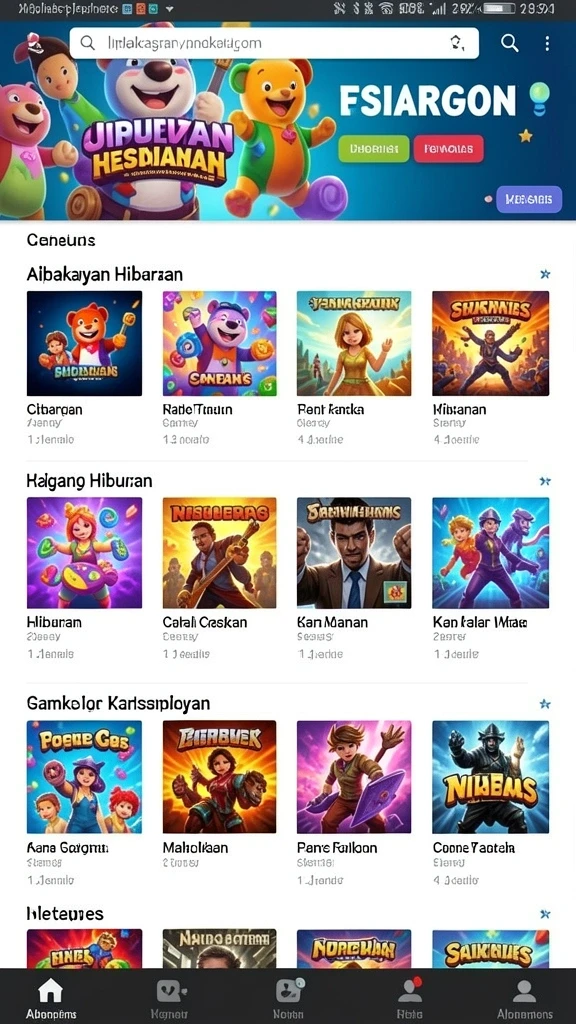 Menu permainan yang beragam dan mudah diakses.