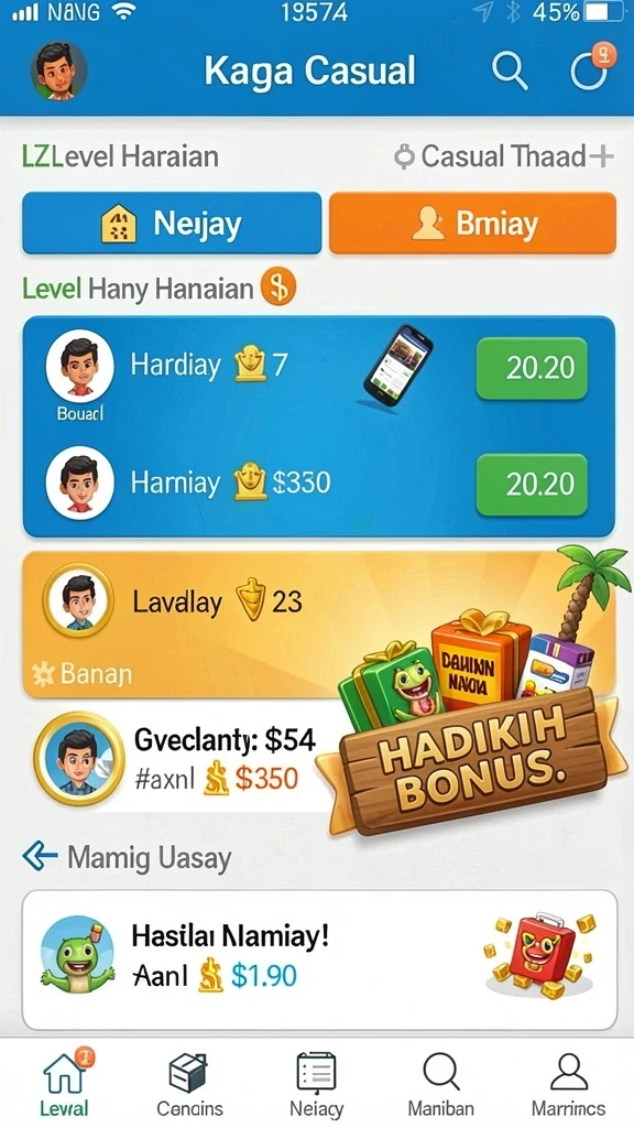 Tangkapan layar menunjukkan level baru yang menantang dengan grafis berwarna-warni.